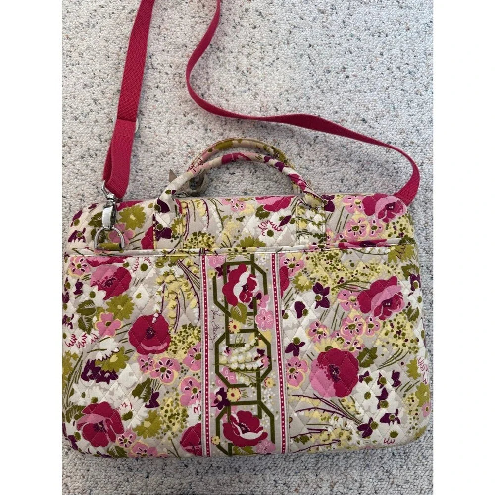 Vera Bradley English Rose Quilted Laptop Messenger Bag in Make Me Blush